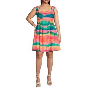 Vince Camuto Square Neck Cap Sleeve Fit and Flare Dress Women's Plus Size 24W